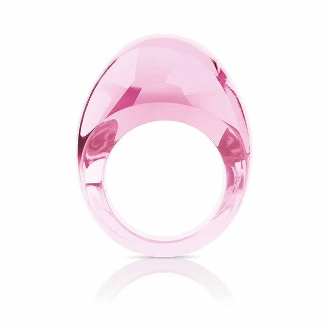 Lalique Cabochon Pink Ring, Size 55