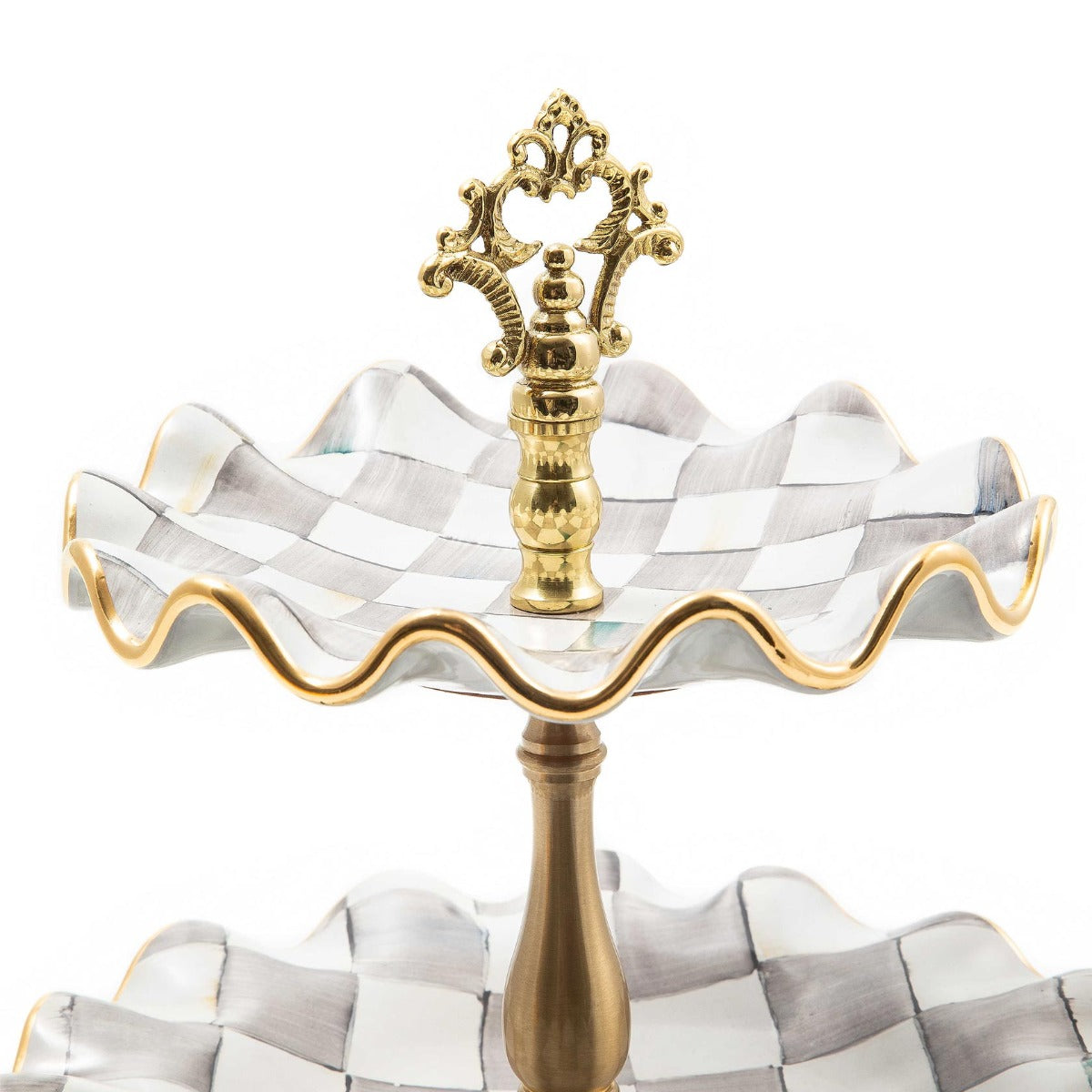 Mackenzie-Childs Sterling Check Ceramic Three Tier Sweet