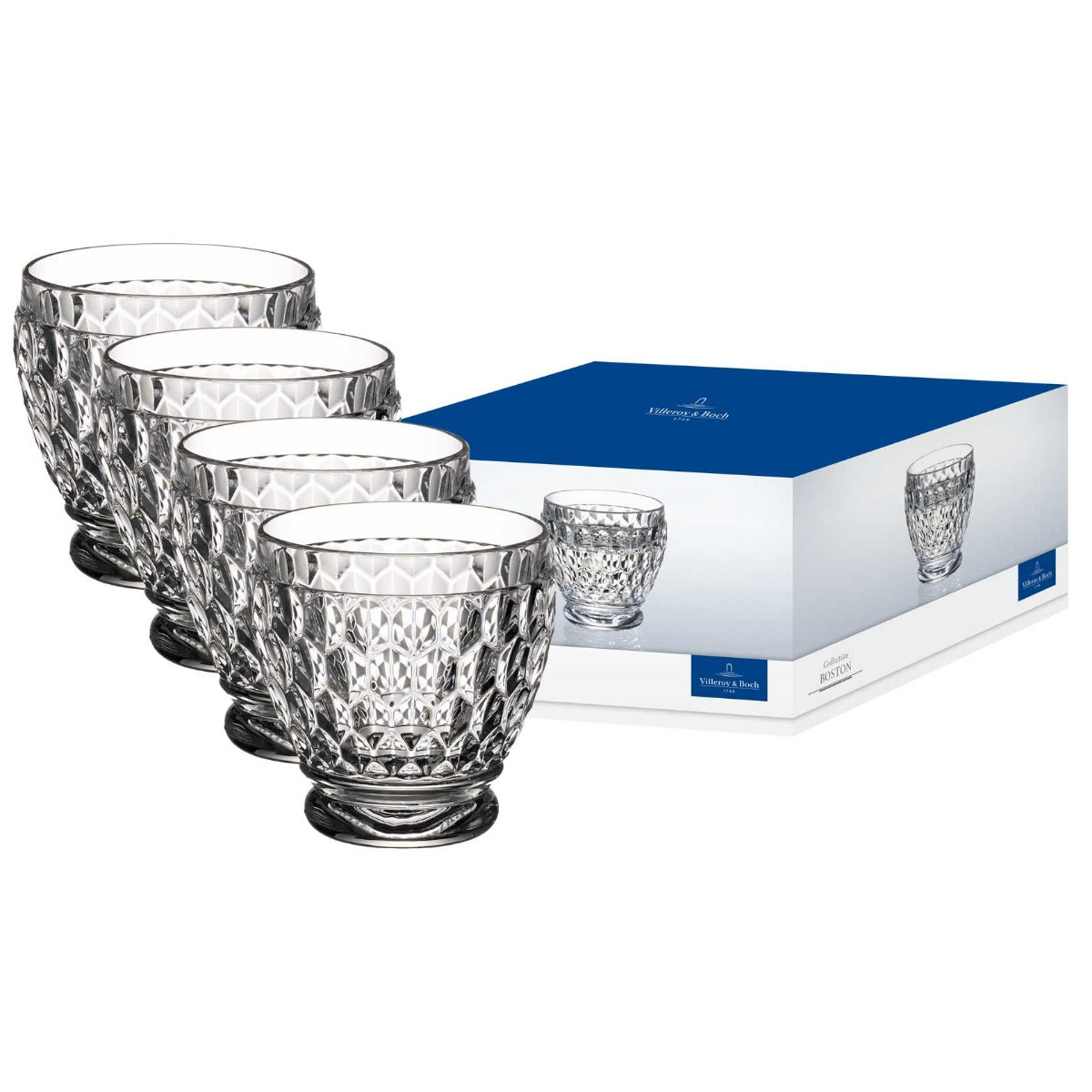 Villeroy & Boch Boston Berry Highball/Tumbler Set Of 4 - Crystal Glass, 11 Oz, 6.25" Tall, Made In Germany