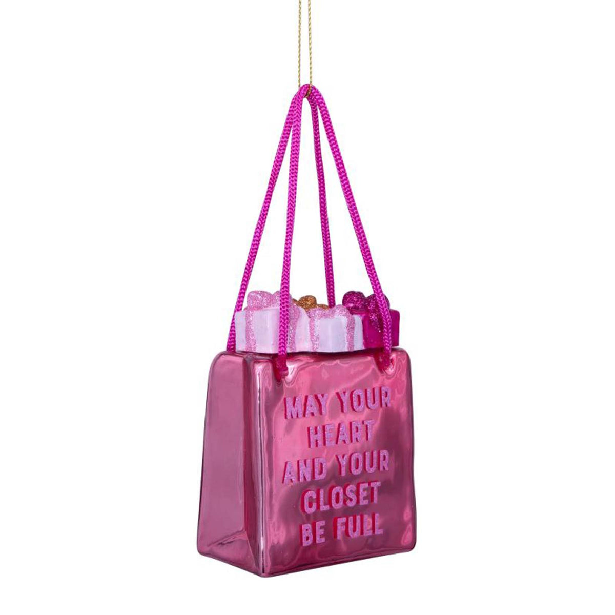 Vondels Orange Pink Shopping Bag Hanging Christmas Decoration