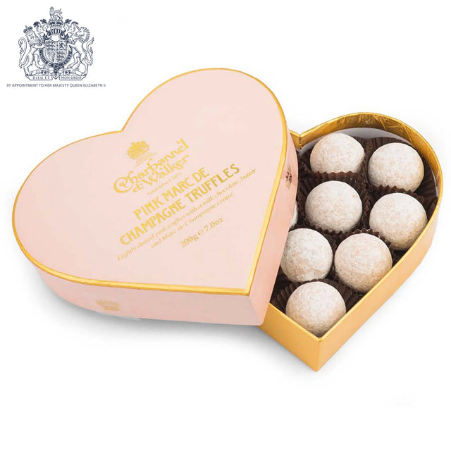Charbonnel et Walker Pink Marc de Champagne Chocolate Truffles Heart