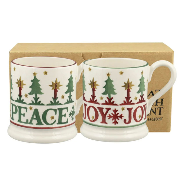 Emma Bridgewater Christmas Joy Set of 2 1/2 Pint Mugs (Boxed)