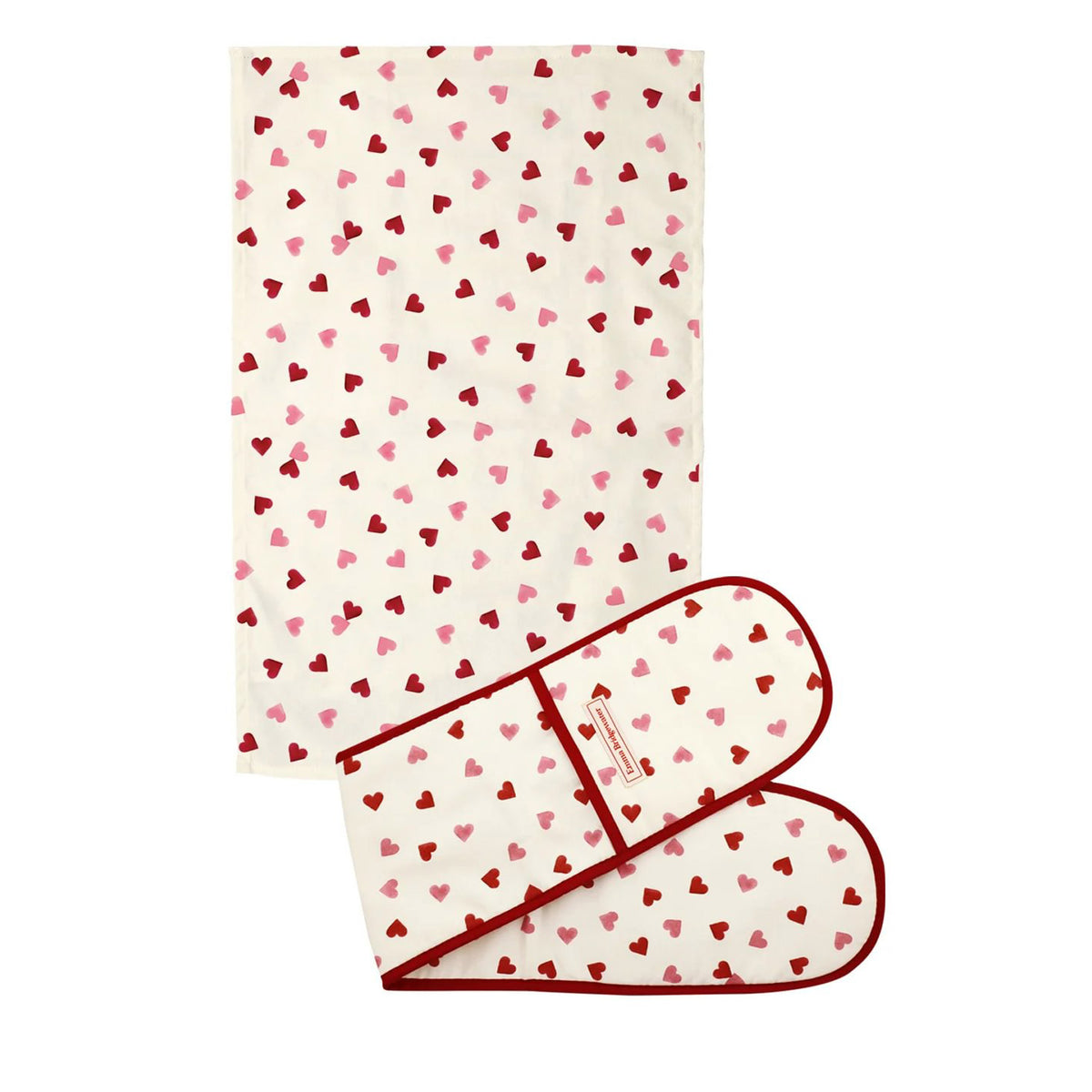 Emma Bridgewater Pink Hearts Double Oven Glove & Tea Towel Set