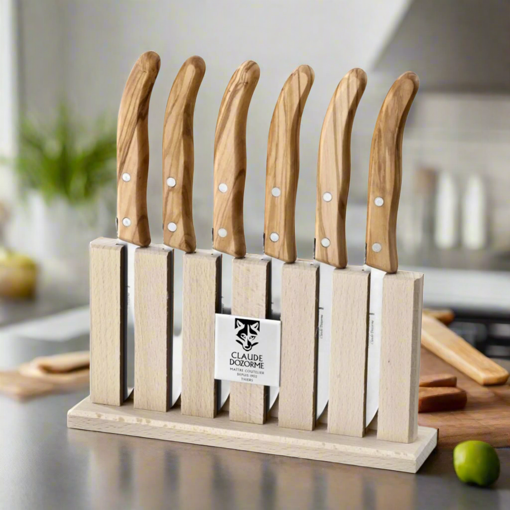 Claude Dozorme Grillade Steak Knives, Olive wood, Set of 6 – David