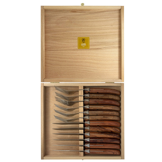 Laguiole Grill Steak Knives & Forks, Exotic Wood, Set of 12, by Claude Dozorme