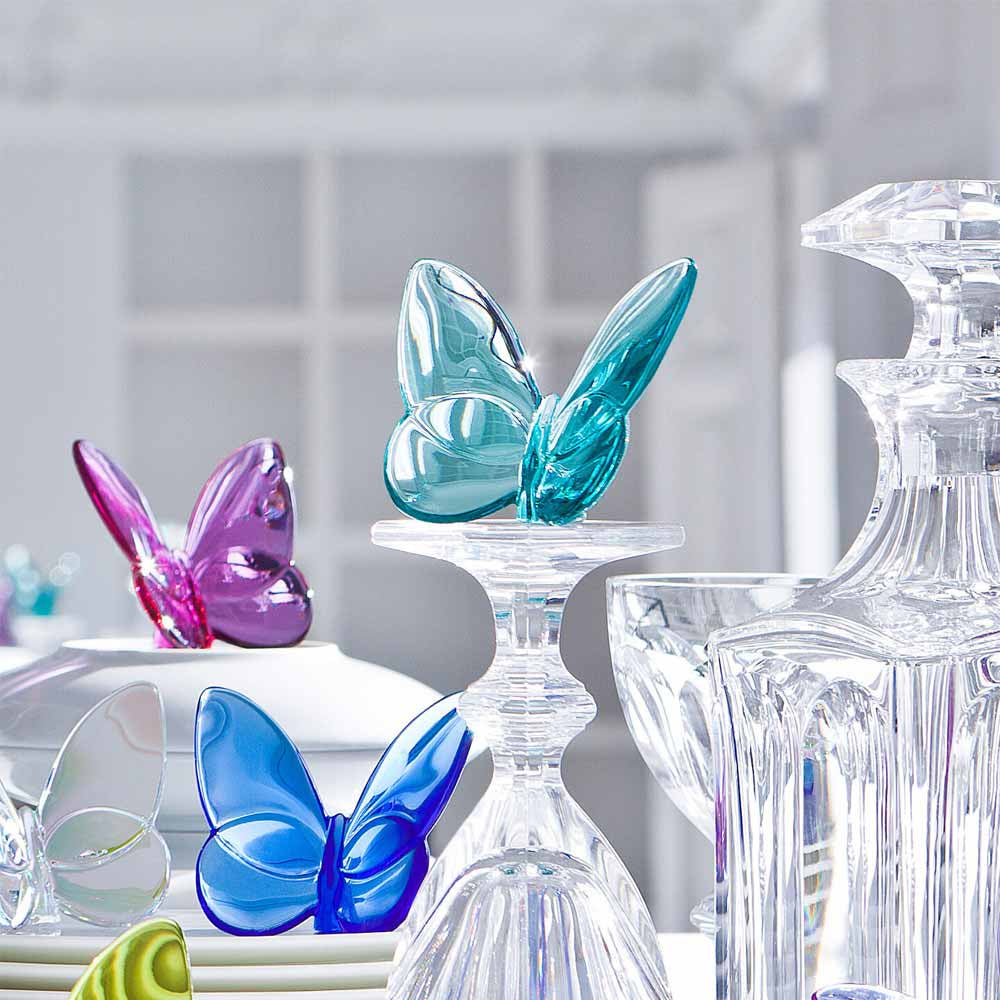 Baccarat バカラ ラッキーバタフライ スカラベブルー Baccarat バカラ ラッキー バタフライ スカラベブルー・大理石 台座 S