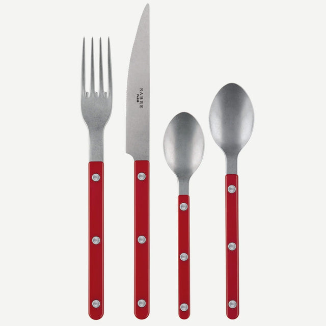 Sabre Bistrot Vintage Solid Red 4 Pieces Cutlery Set, 040