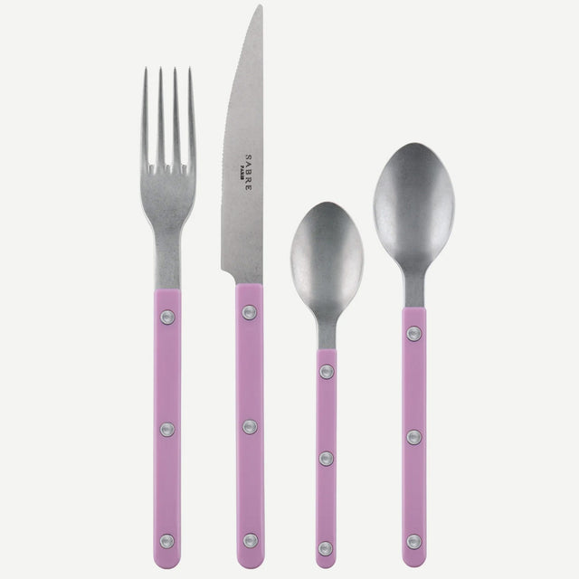 Sabre Bistrot Vintage Solid Pink 4 Pieces Cutlery Set, 040