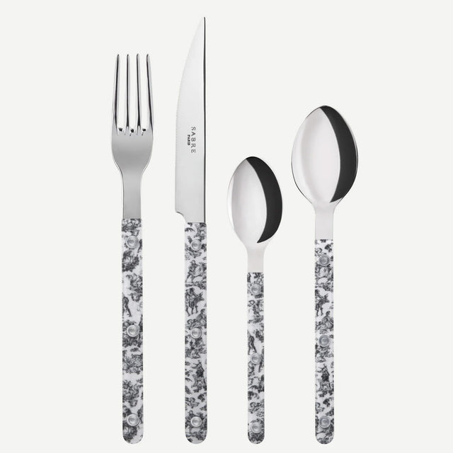 Sabre Bistrot Shiny Toile Black 4 Pieces Cutlery Set, 033