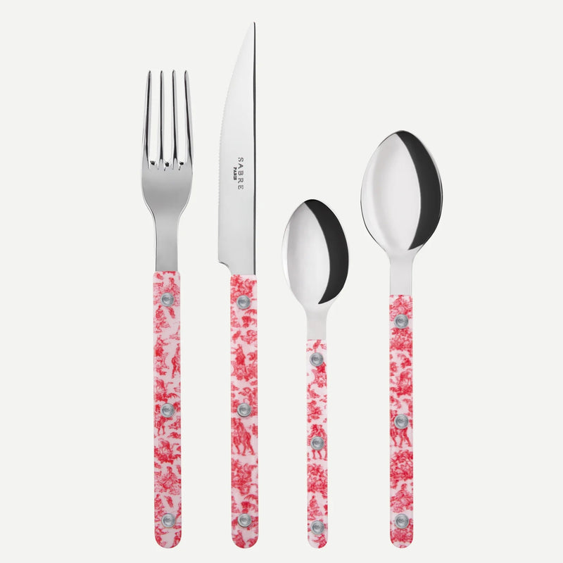 Sabre Bistrot Shiny Toile Red 24 Pieces Cutlery Set, 041