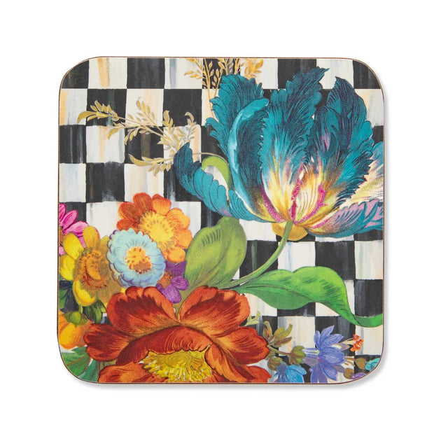 MacKenzie-Childs Flower Market Cork Back Coasters, Set of 4