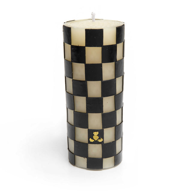Mackenzie-Childs Check 6" Black Pillar Candle