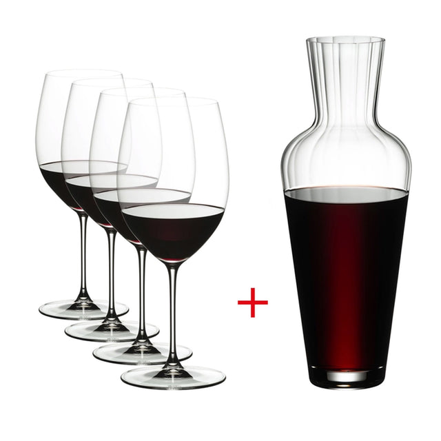 Riedel Veritas Cabernet/Merlot Glass, Set of 4 + FREE Mosel Decanter