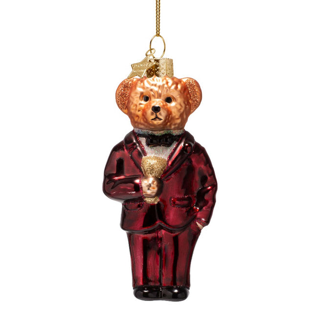 Vondels Burgundy Bear Ornament