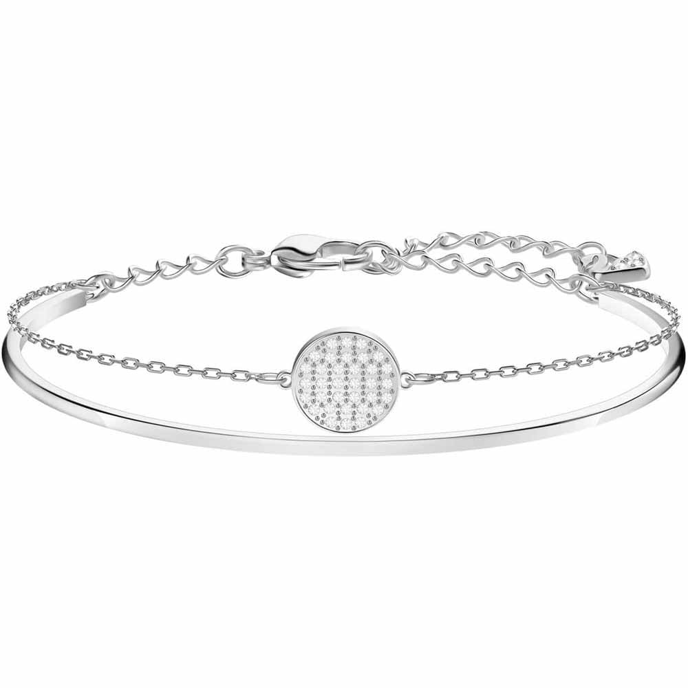 Swarovski Ginger Medium Bangle, White, Rhodium Plated 5389044