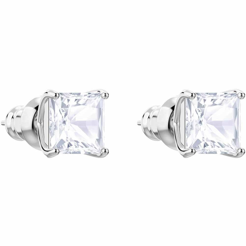 Swarovski Attract Stud Pierced Earrings, White, Rhodium Plated