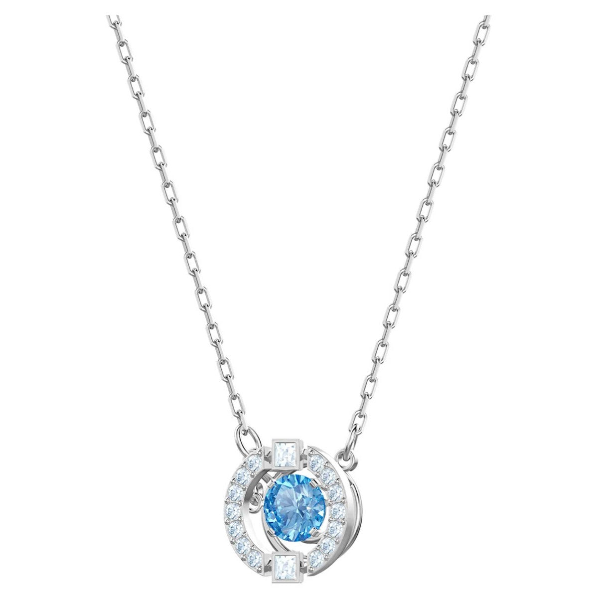 Swarovski Sparkling Dance Set Round, Blue, Rhodium Plated
