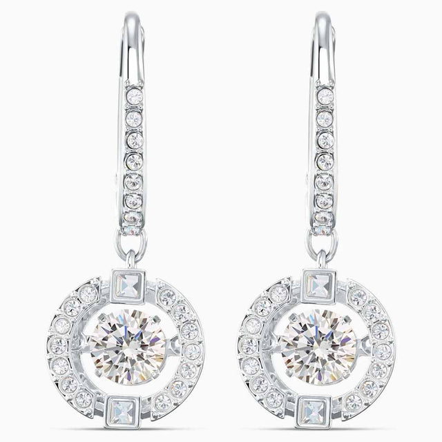 Swarovski Sparkling Dance Pierced Earrings, White, Rhodium Plated