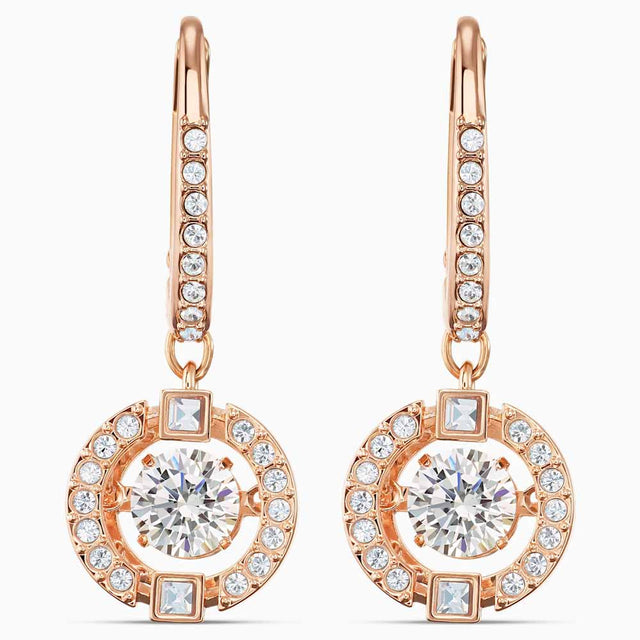 Swarovski Sparkling Dance Pierced Earrings, White, Rose Gold Plated