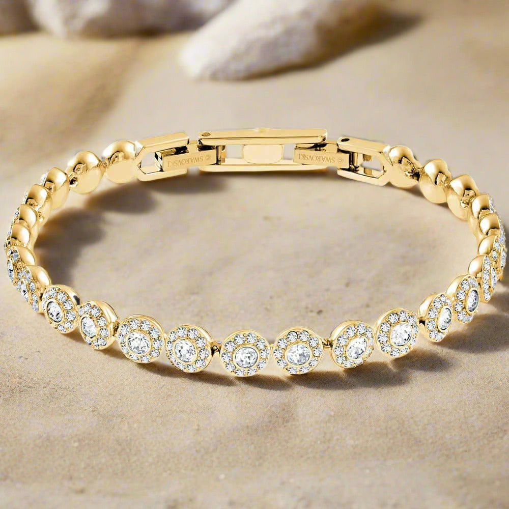 Swarovski Angelic Bracelet, White, Gold Plated 5505469 – David