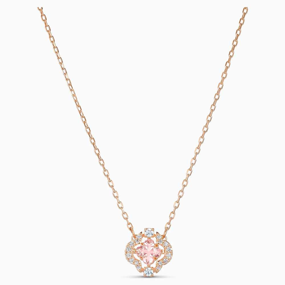 Swarovski Sparkling Dance Necklace, Pink, Rose Gold Plated