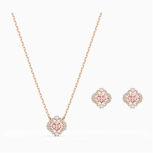 Swarovski Sparkling Dance Clover Set, Pink, Rose Gold Plated