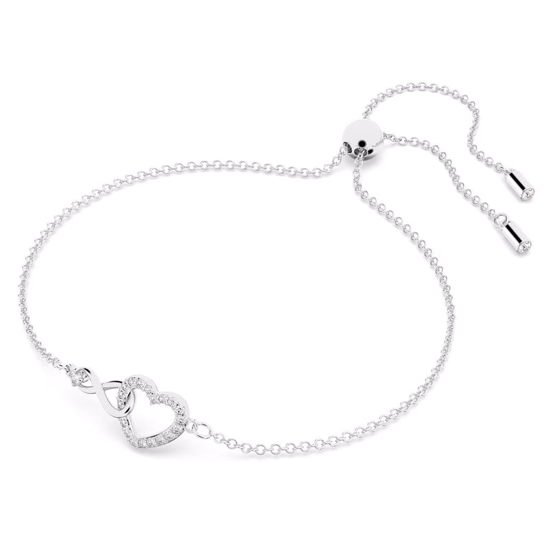 Swarovski Infinity Heart Bracelet, White, Rhodium Plated