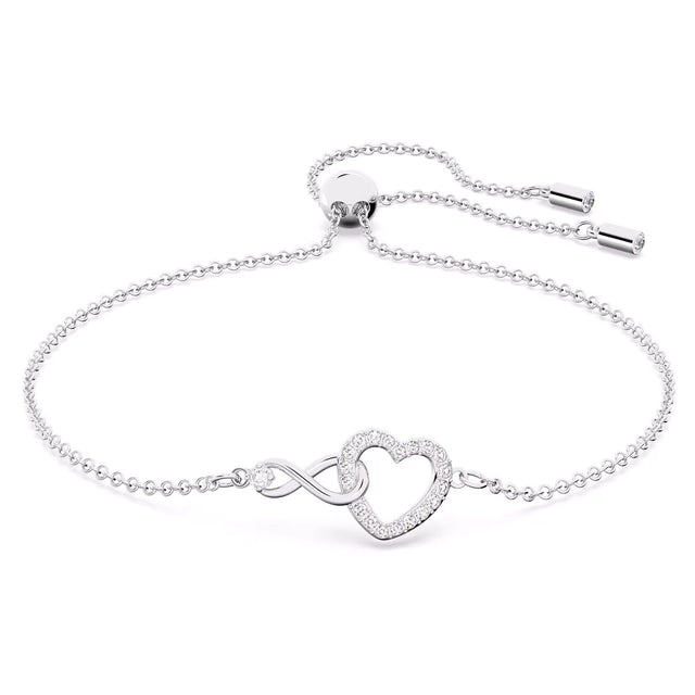 Swarovski Infinity Heart Bracelet, White, Rhodium Plated