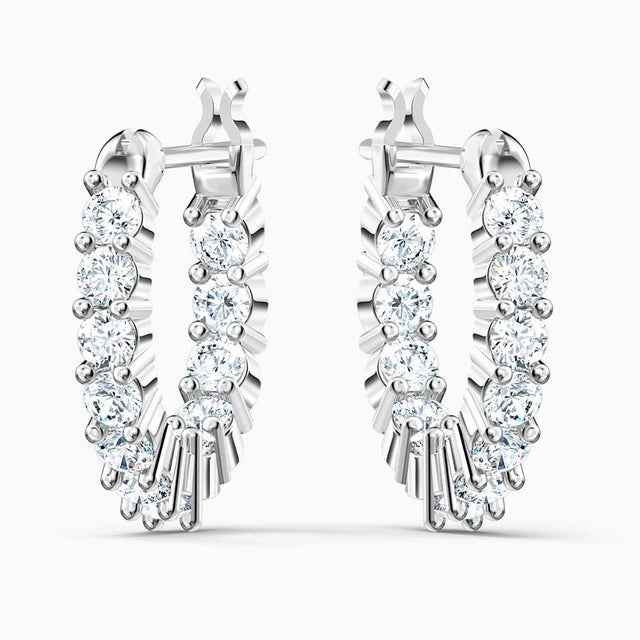 Swarovski Vittore Mini Hoop Pierced Earrings, White, Rhodium Plated