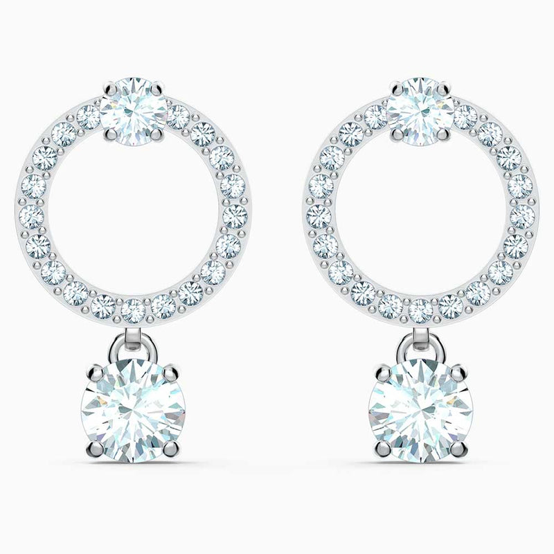 Swarovski Attract Circle Pierced Earrings, White, Rhodium Plated