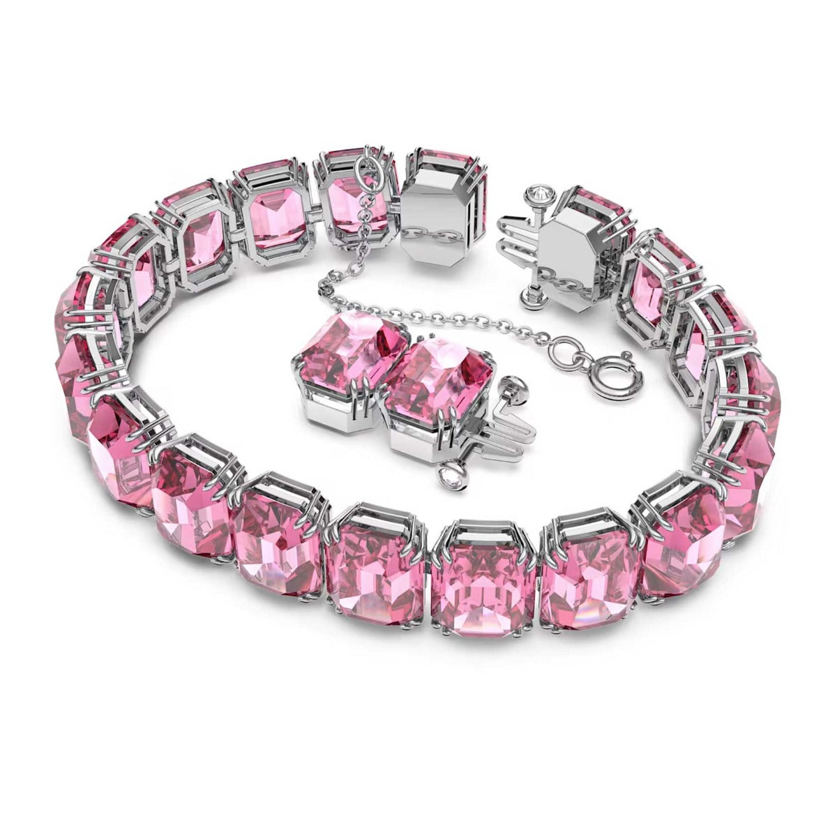 Swarovski Millenia Bracelet, Octagon Cut Crystals, Pink, Rhodium
