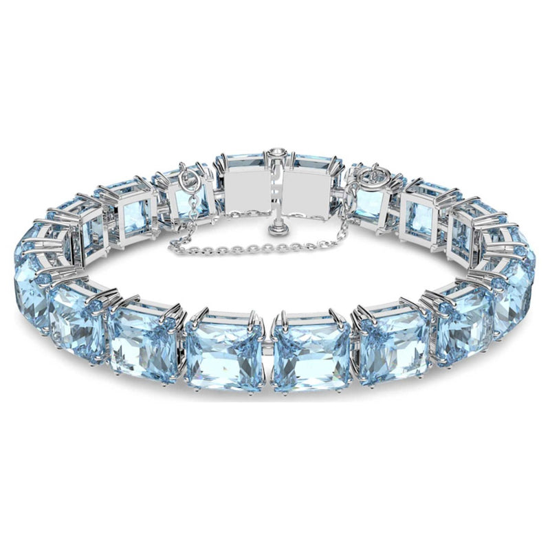 Swarovski Millenia Bracelet, Square Cut Crystals, Blue, Rhodium Plated
