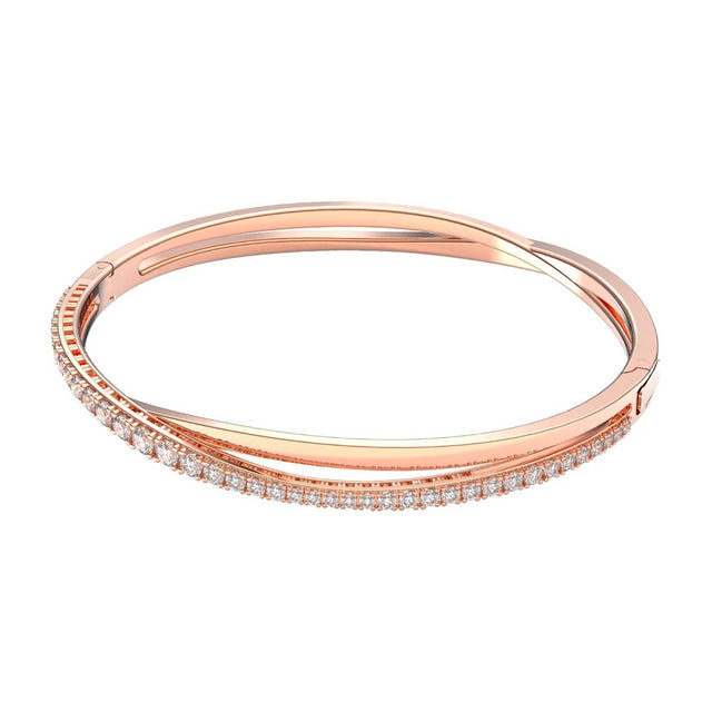 Swarovski Twist Bracelet, White, Rose Gold-Tone Plated