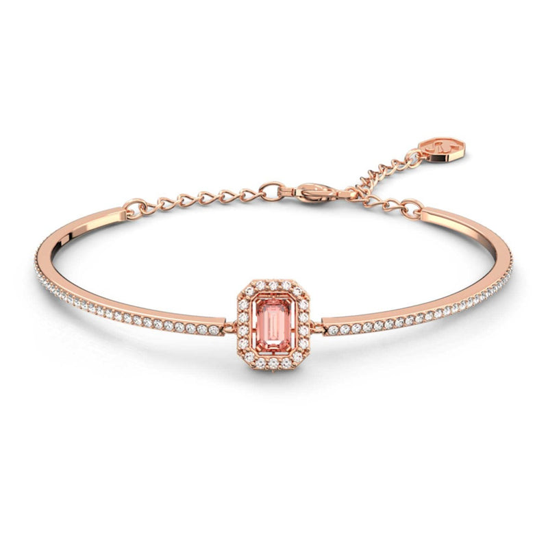 Swarovski Millenia Bangle, Octagon cut Swarovski Zirconia, Pink, Rose-gold tone plated