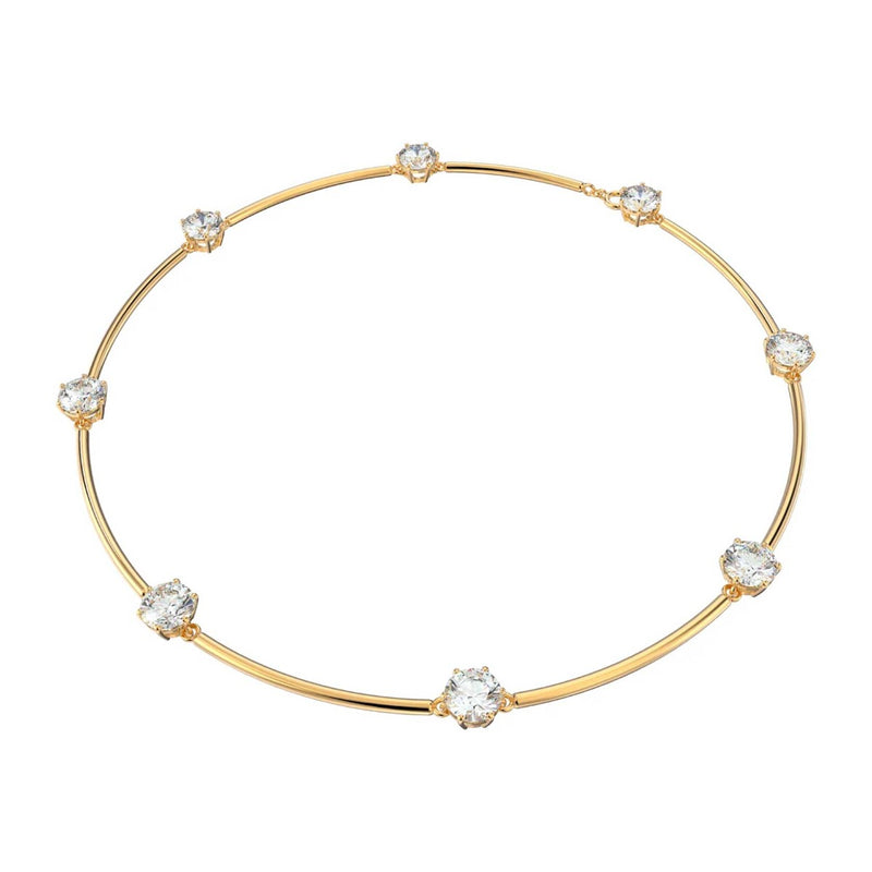 Swarovski Constella Necklace, White, Shiny gold-tone plated