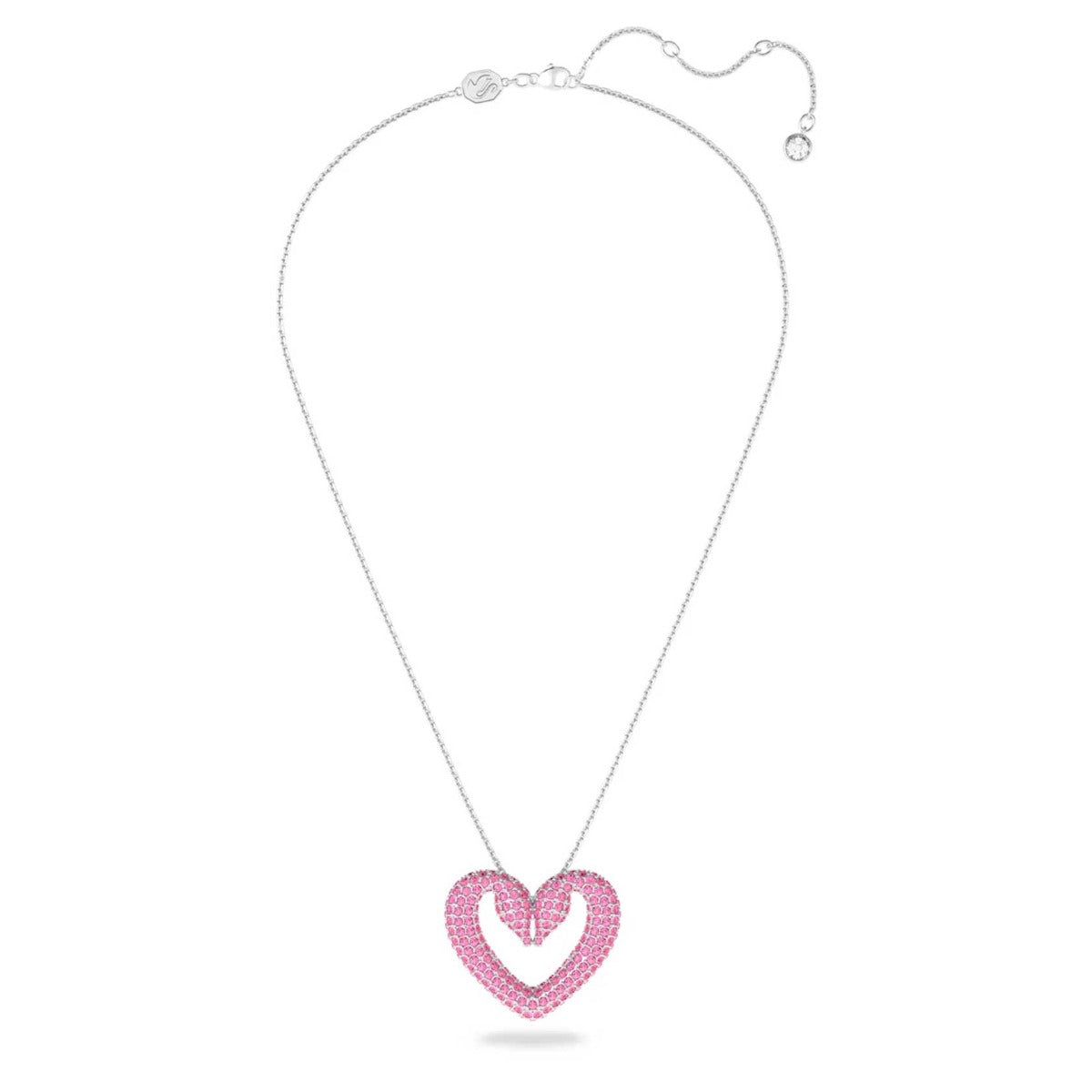 Swarovski Una Pendant, Heart, Medium, Pink, Rhodium plated – David 