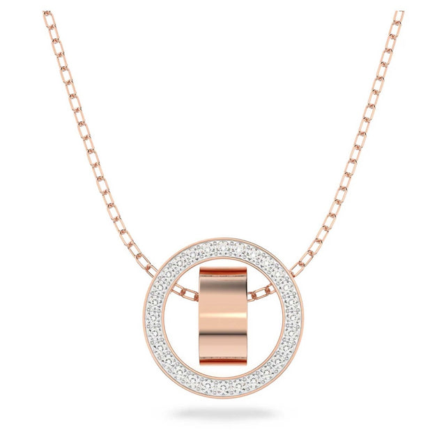 Swarovski Hollow Pendant, Circle, White, Rose-gold tone plated