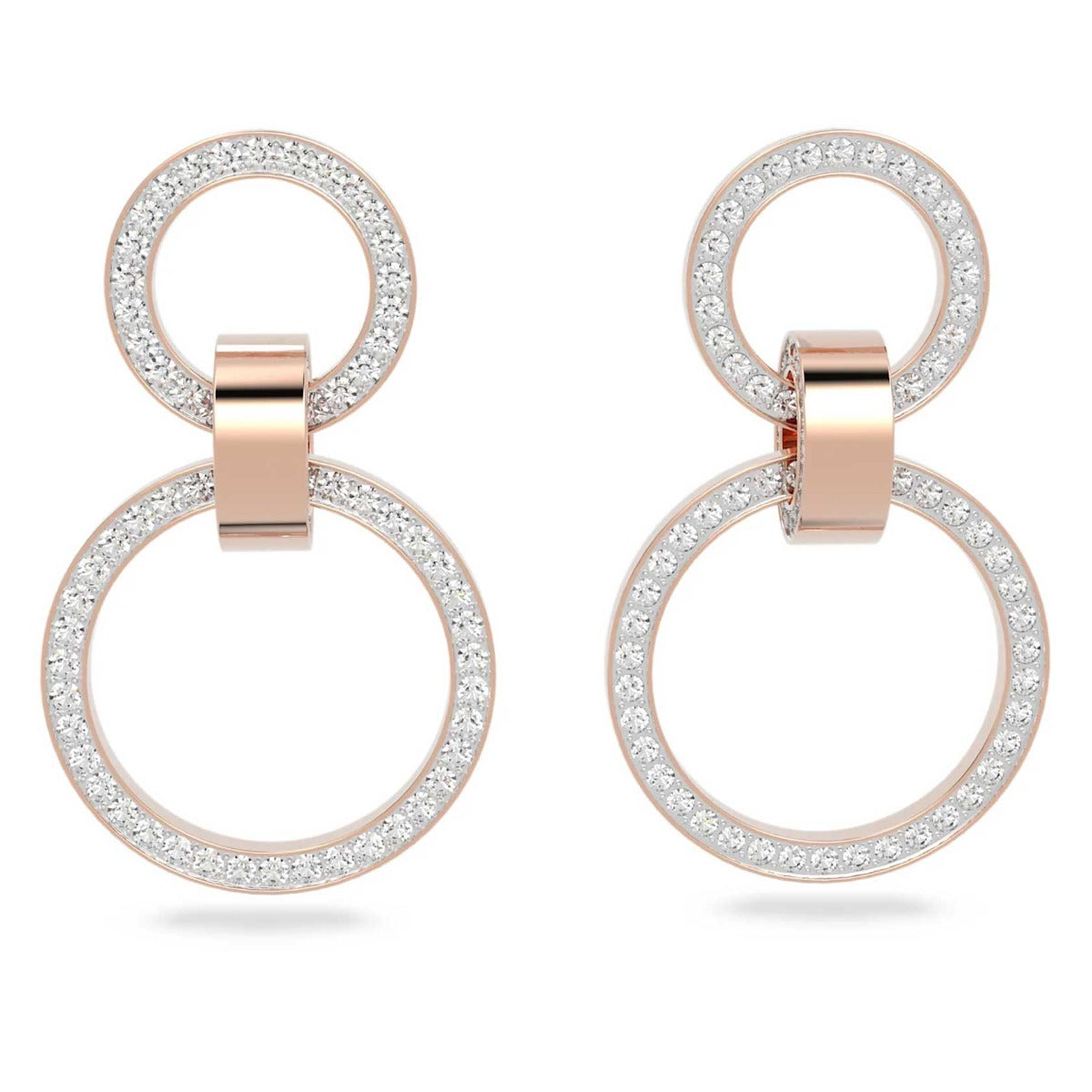 Swarovski Hollow Hoop Earrings, White, Rose-gold tone plated