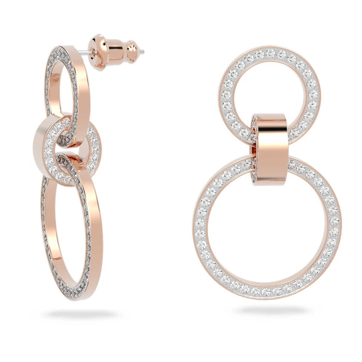 Swarovski Hollow Hoop Earrings, White, Rose-gold tone plated