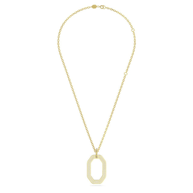 Swarovski Dextera Pendant, Octagon shape, White, Gold-tone plated