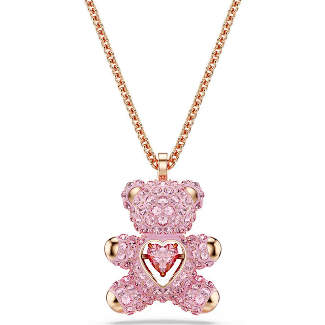 Swarovski Teddy pendant, Bear, Pink, Rose gold-tone plated