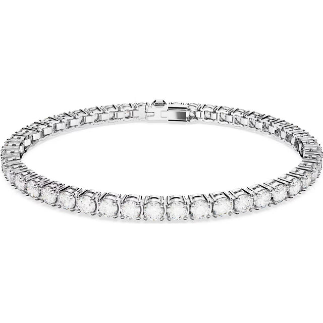Swarovski Matrix Tennis bracelet, Small, Round cut, White, Rhodium plated