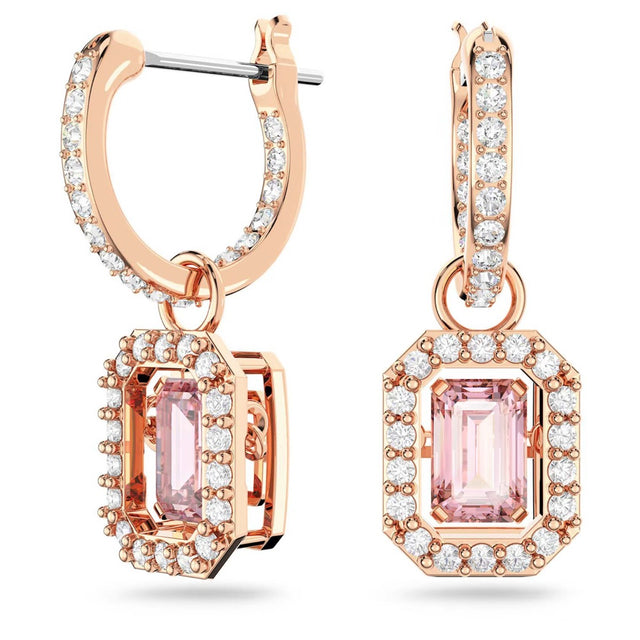 Swarovski Millenia Drop Earrings, Octagon Cut, Pink, Rose Gold-tone Plated
