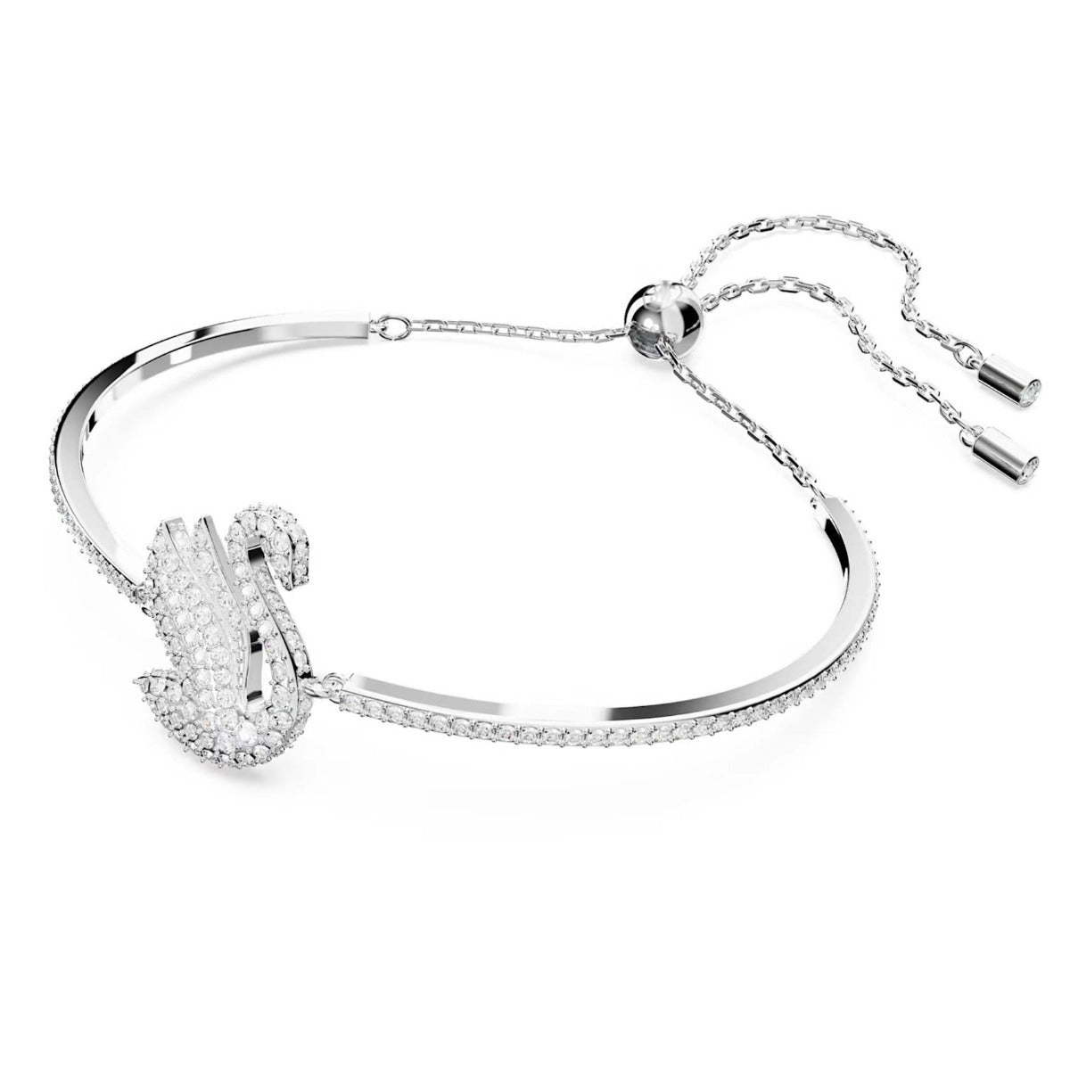 Swarovski Iconic Swan Bangle, Swan, White, Rhodium plated