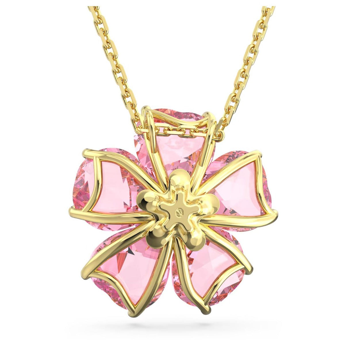 Swarovski Florere necklace, Flower, Pink, Gold-tone plated – David
