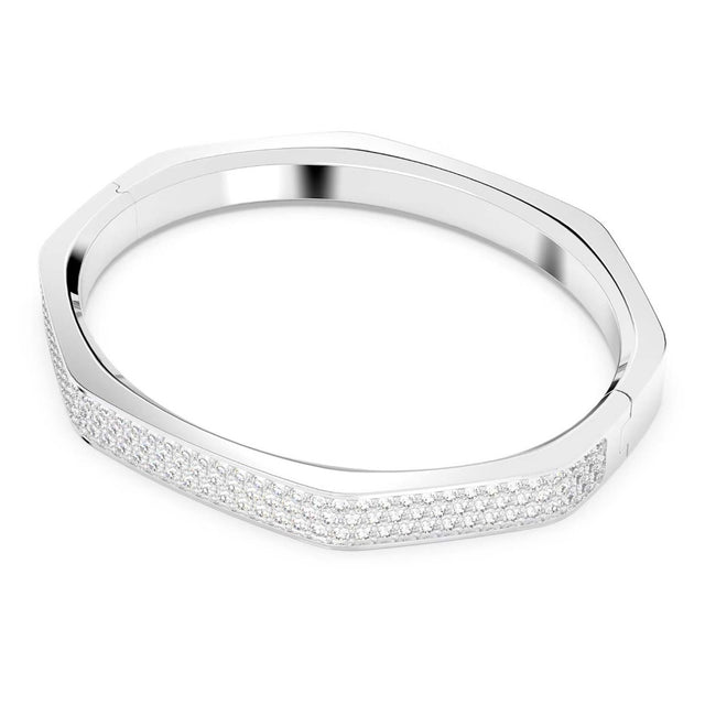 Swarovski Dextera Bangle, Large, Octagon Shape, White, Rhodium Plated