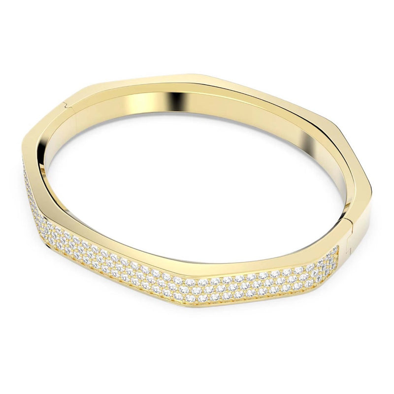Swarovski Dextera Bangle, Octagon Shape, Large, White, Gold-tone Plated