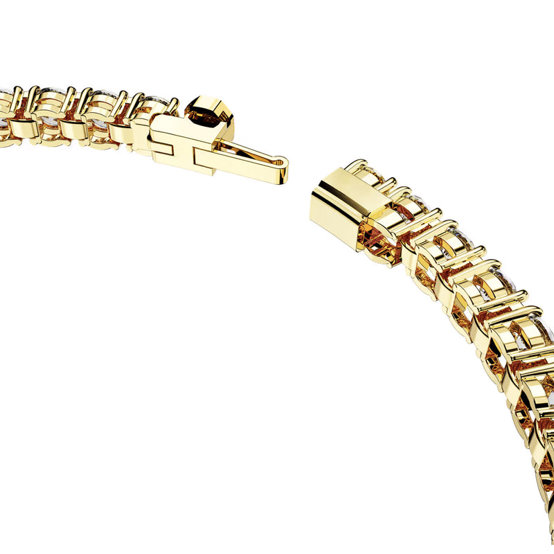 Swarovski Matrix Tennis bracelet, Round cut, Medium, White, Gold-tone plated