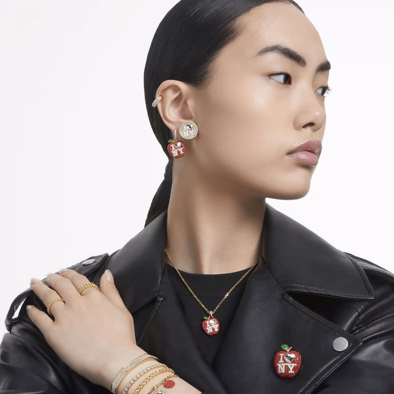 Swarovski Matrix Tennis bracelet, Round cut, Medium, White, Gold-tone plated