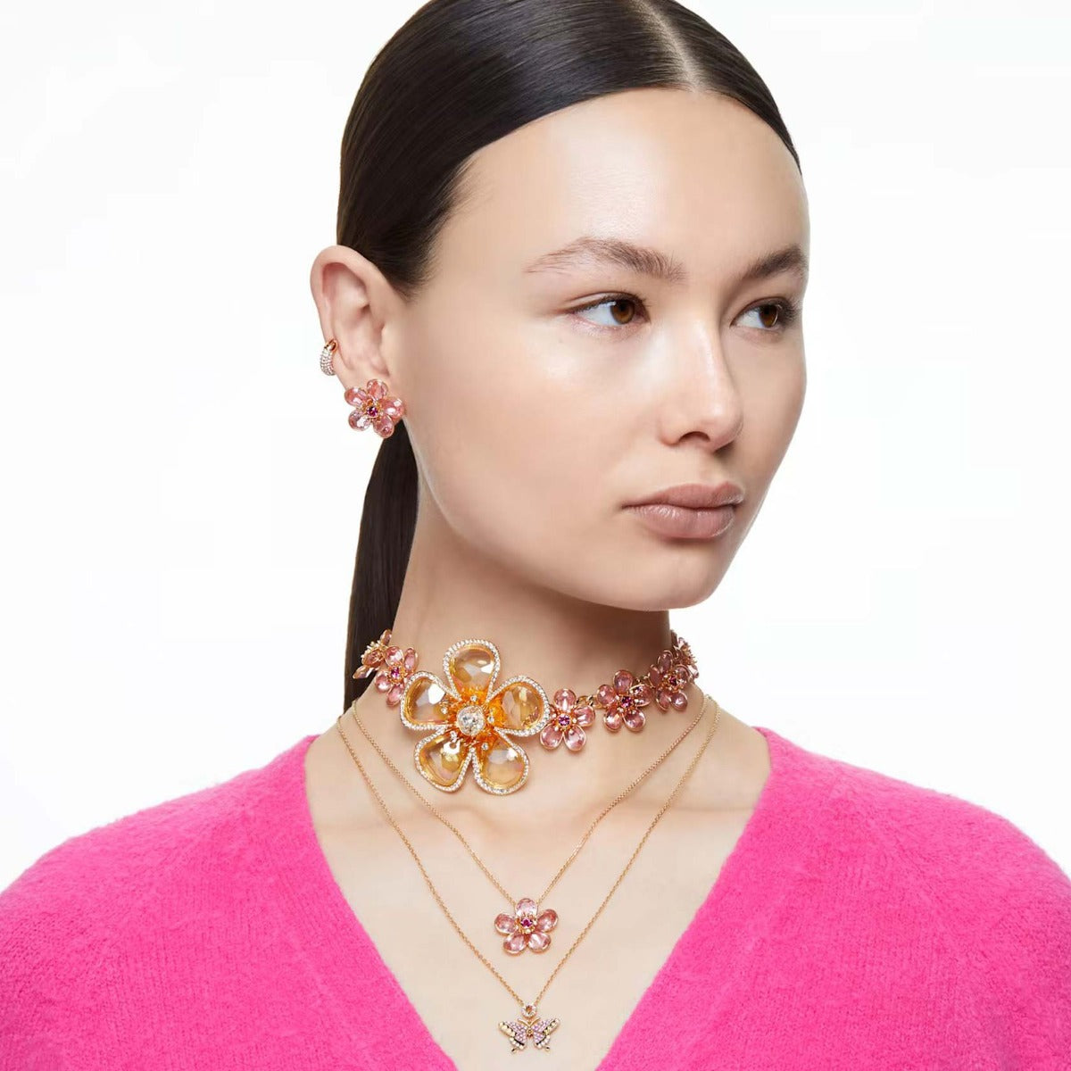 Swarovski Idyllia pendant, Butterfly, Multicolored, Gold-tone 